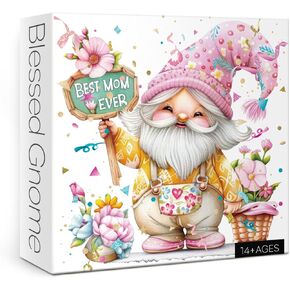 Cute Gnome Puzzles for Adults 1000 Pieces, Flower Mother's Day Jigsaw Puzzles, Pretty Mom Art Puzzles