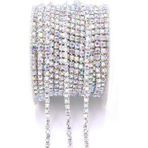 Art & Beauty 11 Yard Crystal Rhinestone Chain Close Trim Trim Sewing Craft 2.0mm AB Color (AB)