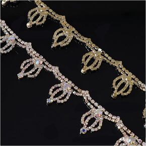 1 Yard Rhinestone Chain Trim Crystal Rhinestone Close Chain Trim for Wedding Dress Sewing Crystal Rhinestone Applique Craft DIY Decoration