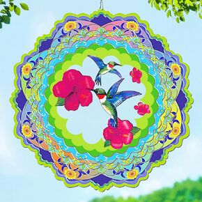 Wind Spinner Gifts for Women Hanging Outdoor Clearance for Yard and Garden Decor 12 inch Metal Stainless Steel Wind Sculptures Art Decorations Hummingbird