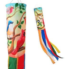 Madrona Brands تغني الطيور Windsock | متينة دخن معلقة في الهواء الطلق | ساحة ، حديقة ، فناء | 48 بوصة