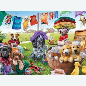 Bits and Pieces - 300 Piece Jigsaw Puzzle for Adults – ‘Puppies Playing’ 300 pc Large Piece Jigsaw by Artist Adrian Chesterman - 18" x 24"