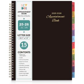 SKYDUE Appointment Book 2025-2026, Academic Hourly Planner from July 2025 - June 2026, 8.5" X 11" Weekly & Monthly Schedule Planner with 15-Minute Interval- Perfect for Daily Planning
