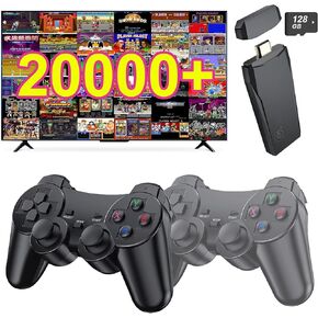 4K Wireless Retro Game Console Stick with 20000+ Games, Built-in 9 Emulators, two 2.4G Controllers Plug and Play Video Games for TV