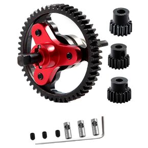 القابض المعدني قابض القابض المزيل ، ترس الخزانة التفاضلية 53T (32-PITCH) مع 15T/17T/19T PINIONS SETS PRODREDS Part for 1/10 Rustler/Slash/Stampede VXL 4x4 RC Car ، Silver