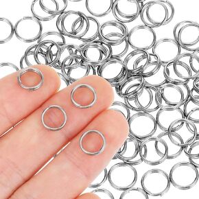 100 Pcs Small Split Key Rings, Stainless Steel Open Jump Rings Bulk Durable Round Keyring Functions on Connector Accessories for Jewelry Necklaces Bracelets Earring DIY Crafts, Silver(6mm)