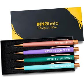 هدايا ممرضة Innobeta للنساء ، مجموعة قلم الحبر من 4 ، هدايا للممرضات لعيد الميلاد ، عيد الشكر ، عيد الميلاد - القلب