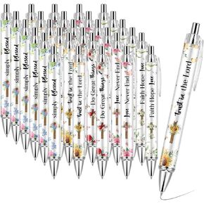 30 PCS Pink Floral Pens Flower Point Pens 0.5 mm rollerball tip cute pointboint proper pens for outs upplies upplies ink black ink ، medium point (pink flower ، 30)