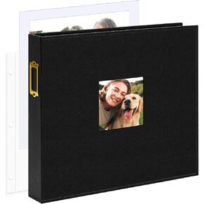 Vienrose 12x12 inch large 3 Ring Diy Scrapbook Photo Photo Photo Leather Cover Cover Book Book Book Blank Scrapbooks Photobook مع 50 من الأكمام البلاستيكية 100 صفحة لحفل الزفاف العائلي الذكرى السنوية (أسود)