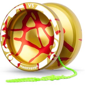 Magicyoyo V3 مزدوج الغرض المعدني Yoyo للأطفال 8-12 والكبار ، والاستجابة yoyo المحترفة وغير المستجيبة yo للبالغين ، خدعة yo-yo مع 12 سلاسل ، محامل وحمل الحمل （الذهب الذهبي الأحمر）