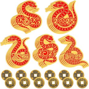 100 PCS صينية جديدة للعام الجديد Off Cards 2025 سنة من بطاقات Snake Fortune مع 25 زينة صينية نقود Money Sweat Luck for Party Culture (Novel)