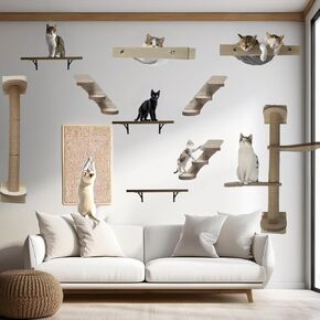 Cat Tree Wall Climber Jungle Gym - Mounted Furniture - Cat Shelf for Indoor