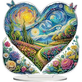 JJFox DIY Tabletop Diamond Art Painting Kit，Double Sided Desktop Ornament Special Shaped Rhinestone Desk Placement Ornament，Home Stand Up 5D Gem Painting Craft Kit，Gift (American Puppy)