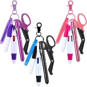 مجموعة قلم ممرضة من Geiserairailie 18 PCS تشمل العلامات الدائمة للقلم الممرضات للممرضات قابلة للتراجع عن سلسلة مفاتيح مفتاحية قابلة للطي مقصات قابلة للطي هدية إكسسوارات العمل (الأسود ، الأرجواني ، الوردي)