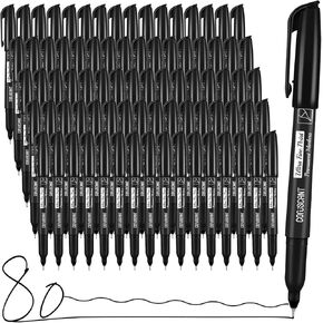 coruscant Ultra Fine Point Permanent Markers, 80 Pack Extra Fine Tip 0.4 mm Black Marker, Quick-Drying, Waterproof, Fade-Resistant, Ideal for Home, Office, School