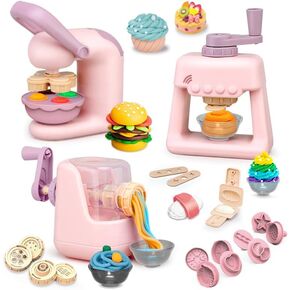3 في 1 مجموعات عجينة اللون للأطفال ، الآيس كريم معكرونة صانعات صانعات لأدوات PlayDoh ، مجموعات PlayDough للأطفال الذين تتراوح أعمارهم بين 4-8 ، إبداعات المطبخ للفتيات الفتيان 3+