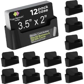 Acrylic Business Card Holder for Desk - Gift & Business Card Display Stand, Sleek & Durable Card Holder Display for Office, Home & Retail Use, Fits 50 Business Cards, 6 Pack - Black