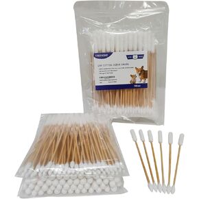 100 pcs نصائح كبيرة Q للكلاب ، مسحات قطنية 6 بوصة لتنظيف أذن الكلاب الكبيرة ، Qtips مزدوجة للكلاب ، نصائح Q طويلة Q Pet Cotton براعم لرعاية أذن الكلاب ، تطبيق الطب ، ound cleanwound