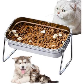Elevated Cat Bowls,304 Stainless Steel Cat Bowls,15° Tilted Raised Cat Food Bowls,Stand Anti Vomiting Pet Bowls for Cats and Puppy (Single Bowl) in Kuwait