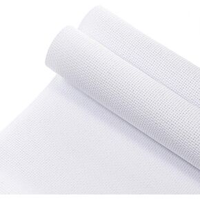 2 Pieces Cross Stitch Fabric, Aida Cloth 14 Count 19.6 x 21.6 Inch, 14 Count Aida Cloth White, Cross Stitch Fabric Classic Reserve, for Craft Embroidery, Handmade Needlework, DIY Handicrafts