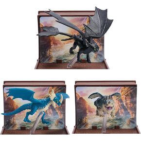 Dreamworks Dragons How to Train Your Dragon, World of Berk: Book of Dragons Multi-Pack, 3 Collectible Dragons & Cards with Display Stands for Ages 4 and up