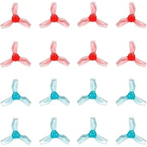 Gemfan 31mm 1219 3-Blade Propellers with 1.0 mm Center Hole for Micro Tiny Whoop FPV Racing Quadcopter (Blue & Red, 16pcs - 8CW 8CCW)