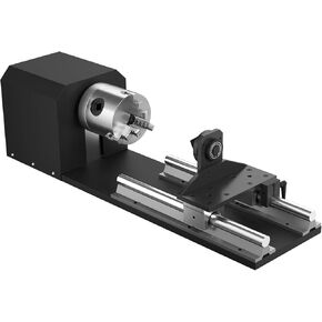 OMTech Rotary Cutter and Engraver Attachment with 3-Jaw Chuck and 2-Phase Stepper Motor for 50W 60W 80W 100W 130W CO2 Laser Engraving Machines Rotary Tool Accessory Kit for Wood and More