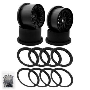 نايلون أمامي وخلفي محور الحافة حلقة Beadlock مجموعة خضراء ل 1/5 HPI Rovan KM Baja 5b Losi 5ive T Wlt SLT 4WD RC PARTS