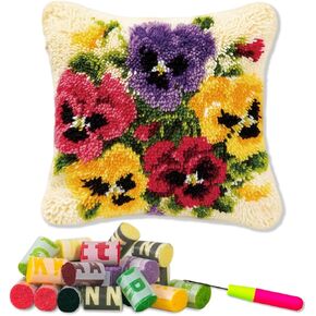 DL-YTG LATCH HOOK KITS FLOWER CORCHET CUSHION CUSHION CONGE CANVAS CANVAS PRACEDEROWARD DIY PANDICCEDICE HOOK and ATCHERNID KIRCHAR