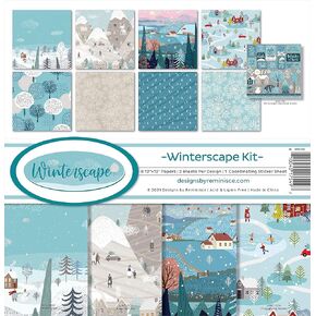 Reminisce Winterscape Scrapbook Collection Kit Paper Crafts, Multi Color Palette, 12x12 inches