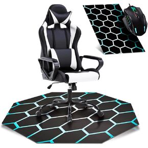 حصيرة كرسي ألعاب-47 ​​"× 47" حصيرة كرسي المكتب مع مطابقة XL Mousepad ، واقي أرضي صلبة لإعداد المكتب والكمبيوتر ، ودعم المطاط غير القابل للانزلاق ، ومتعددة الأغراض للمنزل والمكتب