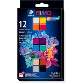 Staedtler 8043 C12-1 FIMO Professional Hardening Polymer Modeling Clay-ألوان متنوعة (حزمة من 12 × 25 جرام)