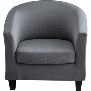 Lellen Club Chair Slipcover with Seat Cushion Cover Round Tub Accent Armchair Cover Reusable Sofa Stretch Covers for Living Room Bedroom Office Dining Room Barrel Chair Protector（Teal Suit ）