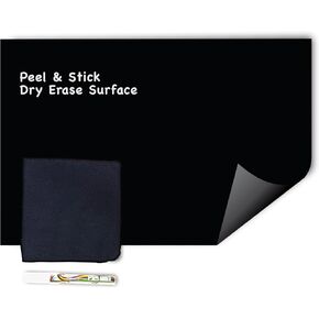 Everase Re-Stic Dry Erase Self-Adhesive Peel & Stick Surface (24 x 36 in.) – Removable Whiteboard Film, Marker & Cloth Included, Ideal for Walls, Doors, Desks, Refrigerators, Easy Install, No Residue