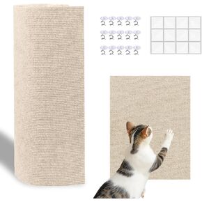 Cat Carpet ، 98.4 "× 15.8" بديل خدش بديل قابل للاستبدال ، حصيرة خدش لذاتها - حامية الأثاث خدش القط - الكاكي