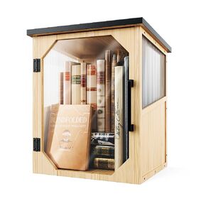 Little Library Box في الهواء الطلق ، صندوق تبادل الأدب ، طقم مكتبة الإقراض الصغيرة الشخصية ، صناديق تخزين الكتب خزانة خشبية صغيرة لـ DIY ، الأحياء ، كتب مشاركة المجتمع (Wood)