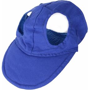 Pet Baseball, Spring Summer Dog Hats Dog Visor Sun Hats with Ear Holes for Dog's Head Circumference 30-40cm(Blue)