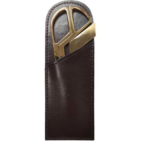 Dacasso Brown Leather Leather Mini Library - مصنوعة في إيطاليا - ديكور تنفيذي فاخر وأكمام جلدية قوية - من الجلد القوي مع فتاحة رسائل مصقولة مطلية بالذهب وزوج من المقص.