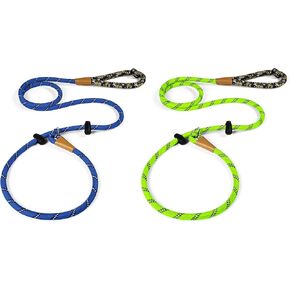 lynxking Dog Leash1/2in x 6ft Slip Lead Reflective Green and Blue, 2 Pack