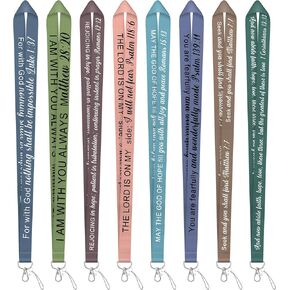 48 Pieces Christian Lanyard Mothers Day Gifts Bulk for Church Inspirational Bible Verse Lanyard for ID Badge Religious Scriptures Keychains for Women Mom Mother Nurses Teachers Clip Polyester