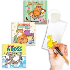 Chason & Co Mini Colorning Book الكبار - كتب التلوين الصغيرة للبالغين | جريئة وسهلة ، فن لطيف للمراهقين والنساء تخفيف الإجهاد تلوين سريع | 50 صفحة × 3 حزمة حجم السفر + صفحة واقي نزيف