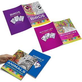 BoAn 3 Pack Adult Coloring Books,Animal Butterfly Castle Patterns,Coloring Books for Adults Relaxation,Gift for Women,Men