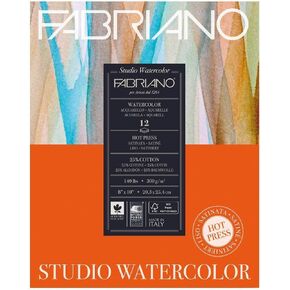 Fabriano Studio Hot Press Watercolor Pad, 11 x 14, White