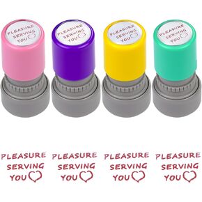 4pcs طوابع خادم لطيف للشيكات ، متعة ذاتية في خدمة الطوابع ، هدايا خوادم الجيب للنادل ، النادلات ، السقاة ، عمل خدمة المطاعم