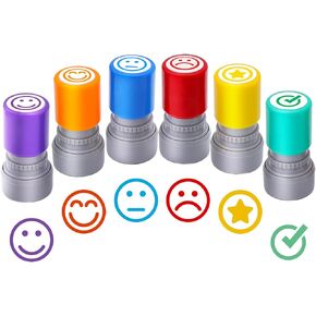 6-Piece Set of Rating Stamps-Teacher Stamps for Classroom Teacher Stamps for Grading Teacher Stamp Self Inking Stamp Teacher Gifts