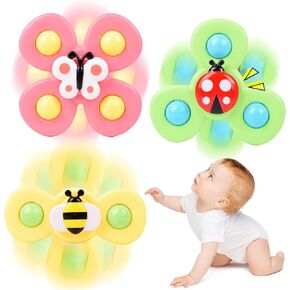 لعبة شفط كأس الدوار للطفل 1 عام 2 ، 3pcs ألعاب الحسية الدوار للأطفال الصغار 1 3 ، ألعاب Cartoon Baby Spinners الأطفال 12 شهرًا ، كرسي مرتفع/طاولة طعام/نافذة (ملونة)