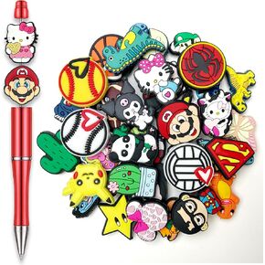 20Pcs Random Cartoon Focal Beads for Pens, Cute Silicone Focal Beads for Making DIY Bead Pens Keychain Jewelry