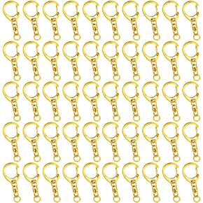 Roctee Gold Key Ring مع سلسلة ، و 50 PCS DIY Keychain Accessories Kit ، 1.92 In
