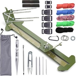 Kokkoya Paracord Jig Tools Make Make Kit Paracord Jig Weaving Tools Excessories Loom Diy Maker مع 5 حبال و 6 أباشيات مع Marlin Spike Kit (Army Green)
