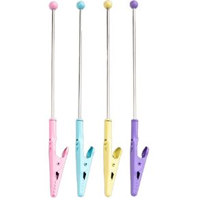 4pcs متعددة الألوان ستوكاستيك سلك معدني مقطع مقطع معادن مقطع مقطع تمساح مشبك مشبك طويل الطويل مقاطع التمساح التمساح للحرف اليدوية ، مقاطع حرفية 14.1 *